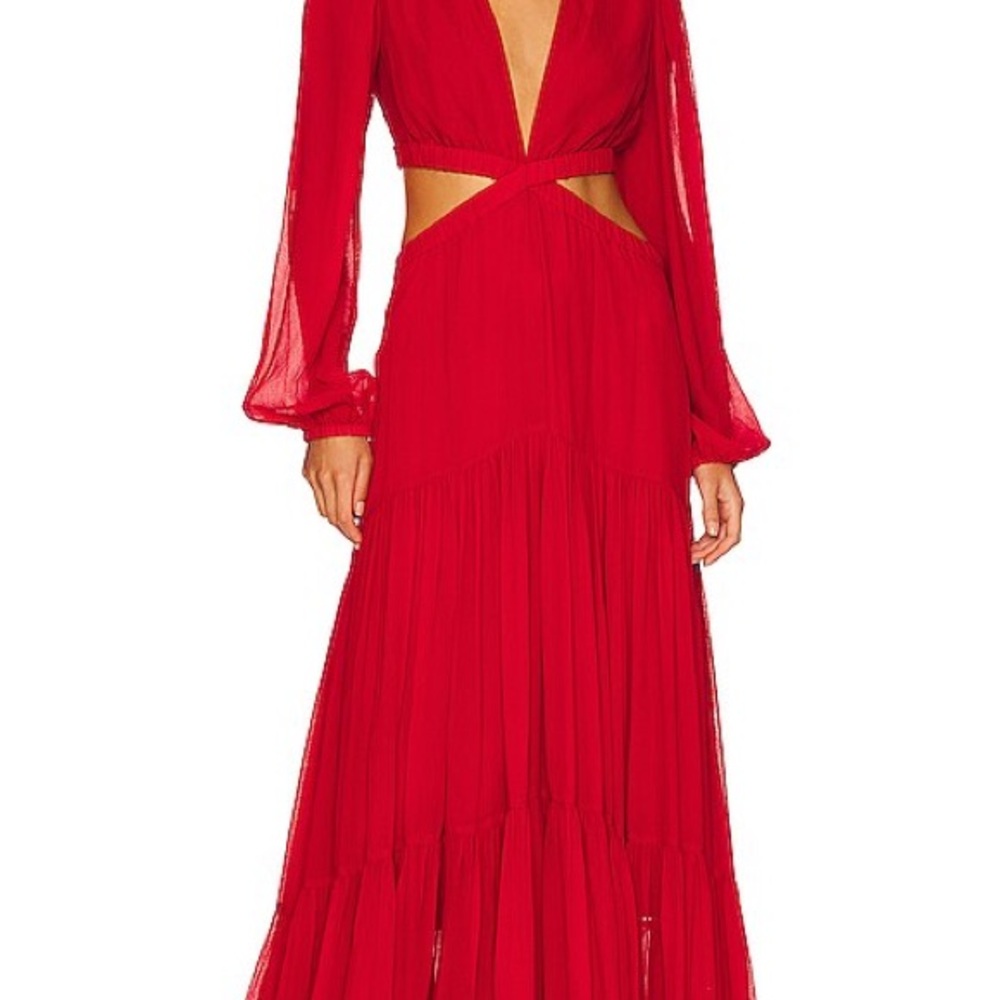 ALC Isabelle Maxi Dress Red Silk